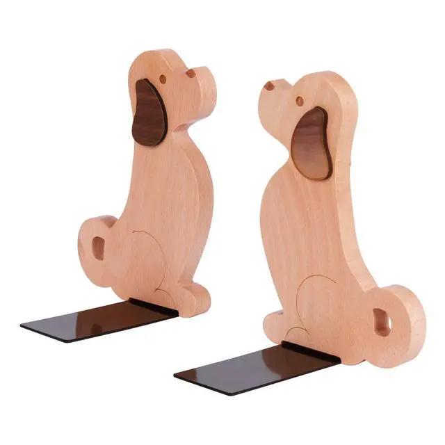 Alt view image 3 of 7 - Book Ends - Puppy Dog Wooden Bookends for Kids Book Ends for Shelves Office