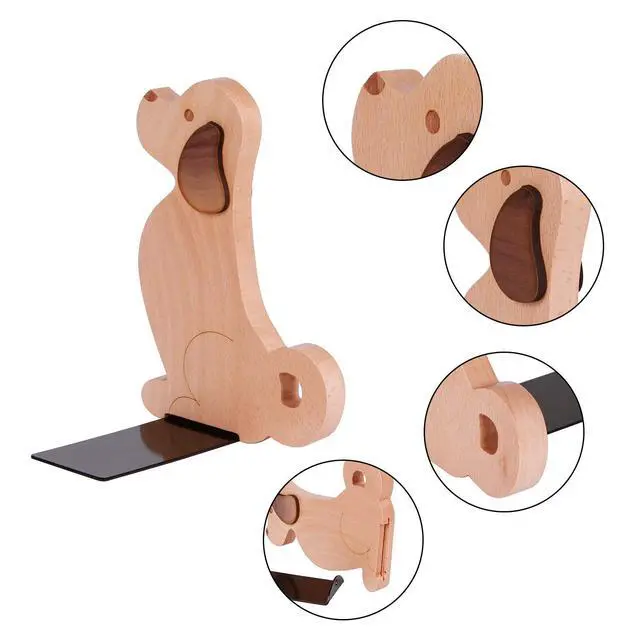 Alt view image 4 of 7 - Book Ends - Puppy Dog Wooden Bookends for Kids Book Ends for Shelves Office