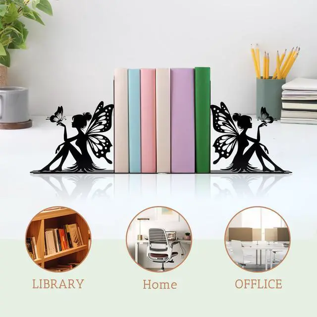 Alt view image 7 of 7 - Cute Book Ends for Shelves Decorative Fairy & Butterfly Design
