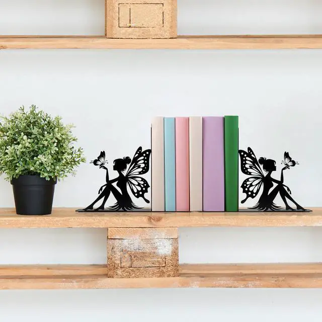Alt view image 5 of 7 - Cute Book Ends for Shelves Decorative Fairy & Butterfly Design