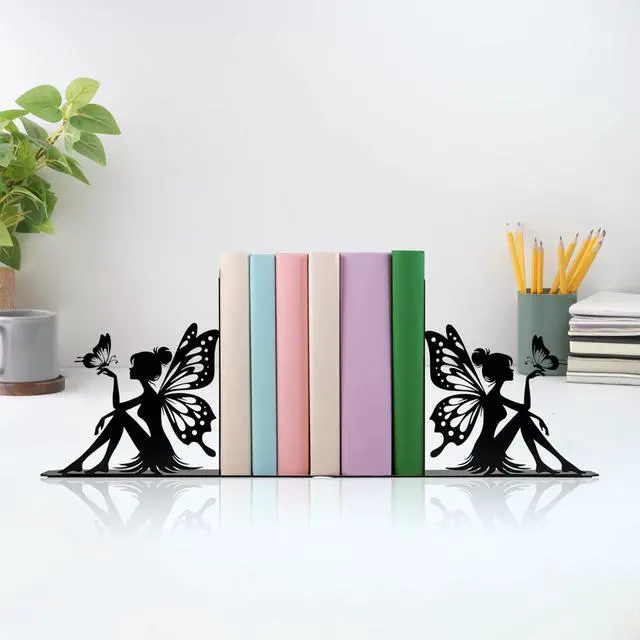 Alt view image 6 of 7 - Cute Book Ends for Shelves Decorative Fairy & Butterfly Design