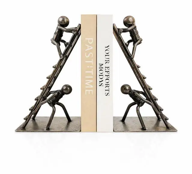 Main image of Decorative Bookends for Shelves, Modern Climbing Man | Artistic climbing man bookends symbolize ambition and perseverance while keeping books neatly organized on shelves.