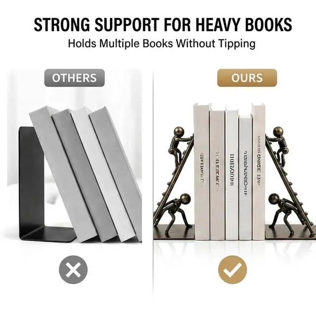 Alt view image 5 of 7 - Decorative Bookends for Shelves, Modern Climbing Man | Artistic climbing man bookends symbolize ambition and perseverance while keeping books neatly organized on shelves.