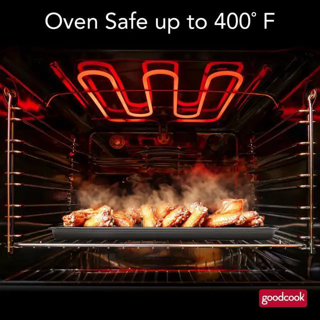 Alt view image 4 of 7 - 15 x 10.5 Nonstick Carbon Steel Baking Pan & Raised Wire Rack Pizza Crisper, Crispy Bacon, Multipurpose Cooking Sheet Pan, Cooling Rack, Kitchen Cookware Set, Dishwasher Safe