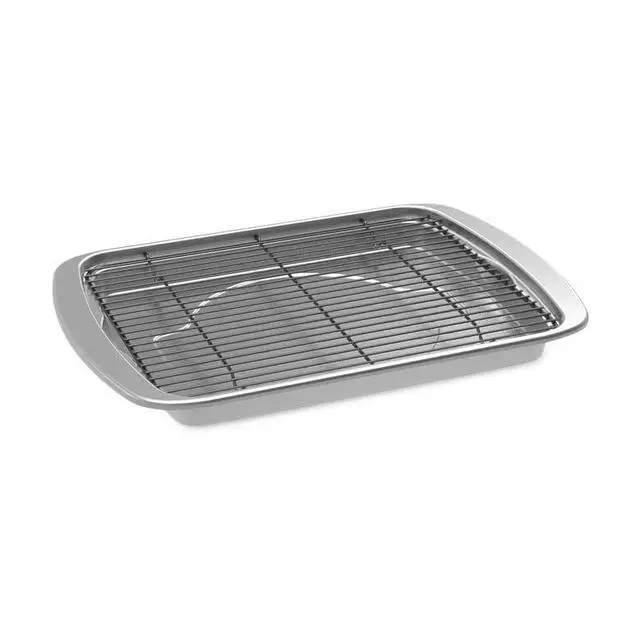 Alt view image 4 of 7 - Oven Crisp Baking Tray 2pc Set Includes Pan and Rack; Natural Aluminum For Air Frying, Crisping, Broiling, Baking; Cooking Surface 17 x 12 Inches