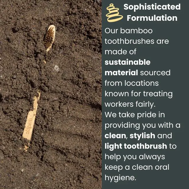 Alt view image 6 of 7 - Natural Bamboo Toothbrushes with Bamboo Bristles, Soft Bristles Toothbrush, Biodegradable, Eco-Friendly, Sustainable Material, BPA Free (Pack of 4)