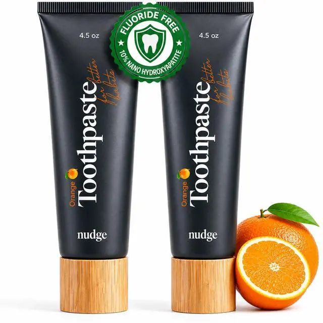 Main image of 10% Nano Hydroxyapatite Toothpaste, Rod-Shaped nHA for Maximum Enamel Contact, Natural Whitening, Fluoride Free & SLS Free, Orange, 4.5 oz (Pack of 2)