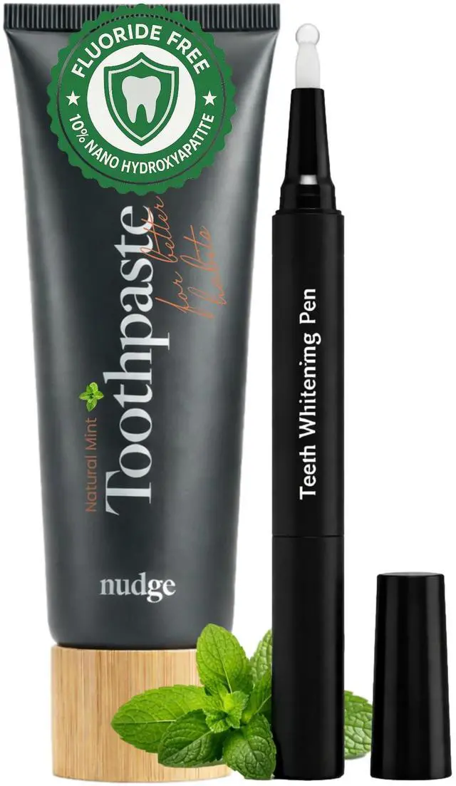 Main image of Whitening Kit with 10% Nano Hydroxyapatite Toothpaste 4.5 oz & Whitening Gel Pen 2 ml Fluoride Free, SLS Free