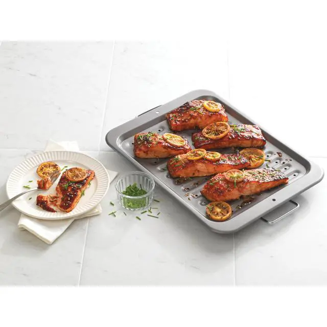 Alt view image 7 of 7 - Everyday Nonstick Steel Broiler Pan, 11.5" x 14.25", Gray
