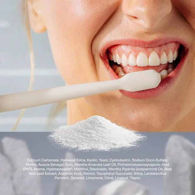 Alt view image 6 of 6 - Teeth Whitening Powder with Nano Hydroxyapatite 1pack | Toothpaste alternative for sensitive teeth, formulated with essential oils, probiotics, multivitamins, and aloe