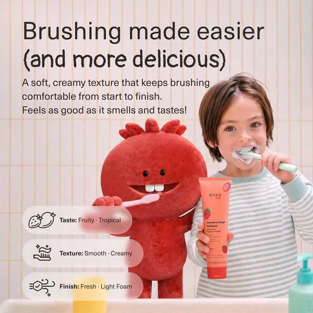 Alt view image 3 of 7 - Kids Toothpaste - Fluoride Free Nano Hydroxyapatite Toothpaste | Kids Oral Care - Strawberry Mango - 1.3 Oz, 2PK
