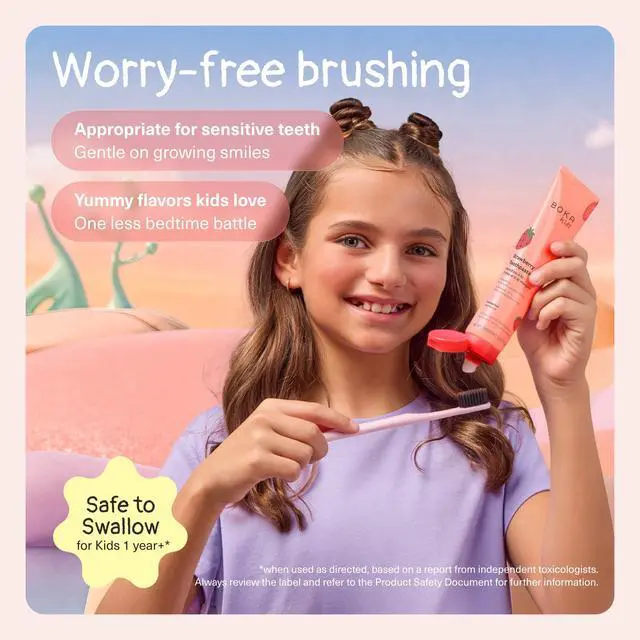 Alt view image 4 of 7 - Kids Toothpaste - Fluoride Free Nano Hydroxyapatite Toothpaste | Kids Oral Care - Strawberry Mango - 1.3 Oz, 2PK