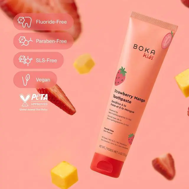 Alt view image 5 of 7 - Kids Toothpaste - Fluoride Free Nano Hydroxyapatite Toothpaste | Kids Oral Care - Strawberry Mango - 1.3 Oz, 2PK