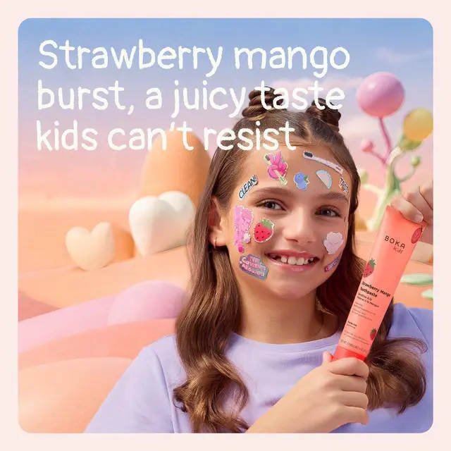 Alt view image 6 of 7 - Kids Toothpaste - Fluoride Free Nano Hydroxyapatite Toothpaste | Kids Oral Care - Strawberry Mango - 1.3 Oz, 2PK