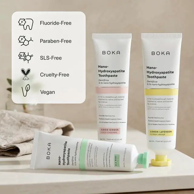 Alt view image 4 of 7 - Toothpaste - Fluoride Free Toothpaste, Nano Hydroxyapatite Toothpaste | Appropriate for Sensitive Teeth - Adult Oral Care - Ela Mint, Coco Ginger, Lemon Lavender - 4 Oz, 3PK