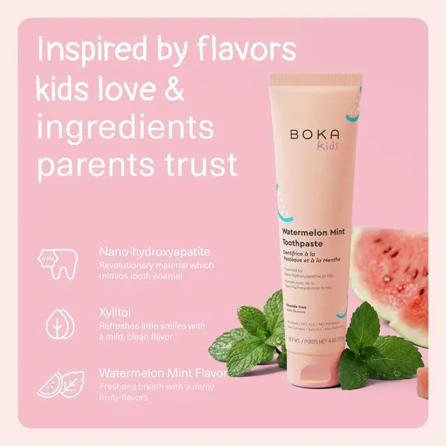 Alt view image 2 of 7 - Fluoride Free Toothpaste Nano Hydroxyapatite Toothpaste | Kids Oral Care - Watermelon Mint - 4 Oz, 1PK