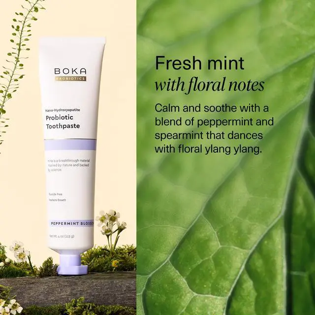 Alt view image 6 of 7 - Probiotic Toothpaste - Fluoride Free, Nano Hydroxyapatite Toothpaste | Made with Probiotics - Peppermint Blossom - 4 Oz, 1PK
