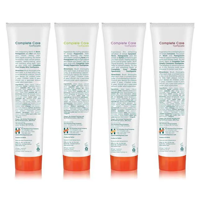 Alt view image 3 of 6 - Botanique Complete Care Toothpaste, Herbal Variety 4 Pack, 5.29 oz | Fluoride Free Toothpaste with Xylitol & Neem, Fights Plaque, Freshens Breath,SLS Free, No Artificial Flavors or Colors
