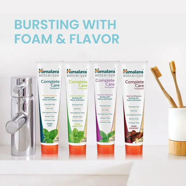 Alt view image 2 of 6 - Botanique Complete Care Toothpaste, Herbal Variety 4 Pack, 5.29 oz | Fluoride Free Toothpaste with Xylitol & Neem, Fights Plaque, Freshens Breath,SLS Free, No Artificial Flavors or Colors