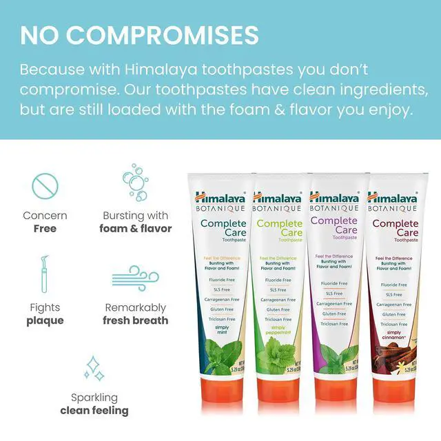 Alt view image 4 of 6 - Botanique Complete Care Toothpaste, Herbal Variety 4 Pack, 5.29 oz | Fluoride Free Toothpaste with Xylitol & Neem, Fights Plaque, Freshens Breath,SLS Free, No Artificial Flavors or Colors