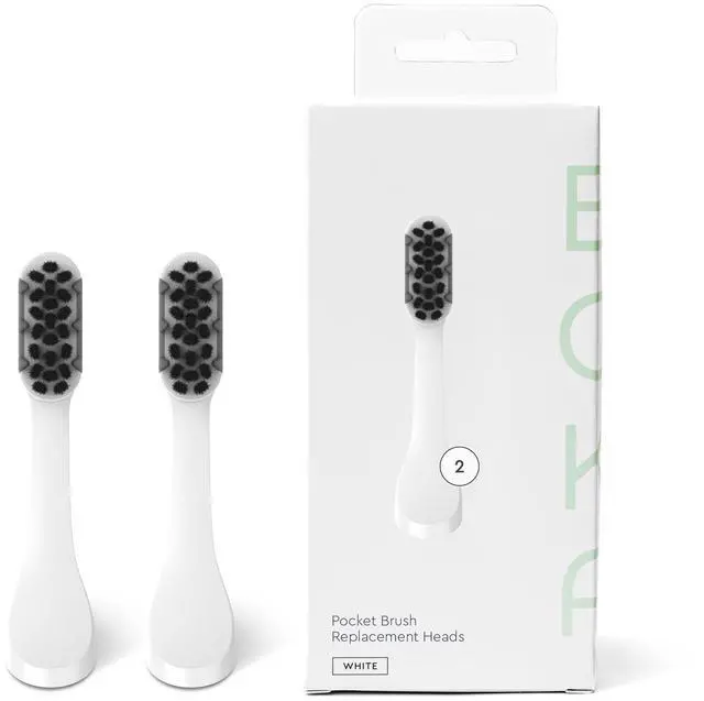 Main image of Pocket Replacement Toothbrush Heads for Sonic Powered Electric Toothbrush, White (2 Heads)