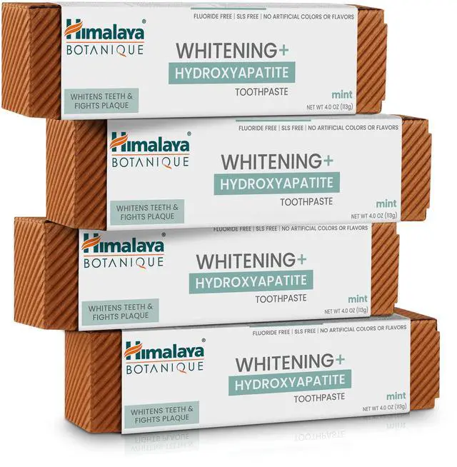 Main image of Botanique Whitening+ Hydroxyapatite Toothpaste, Mint, 4 oz, Pack 4 | Nano Hydroxyapatite Toothpaste, Support Enamel Strength & Integrity,Great for Sensitive Teeth, Fluoride Free,SLS Free & Vegan