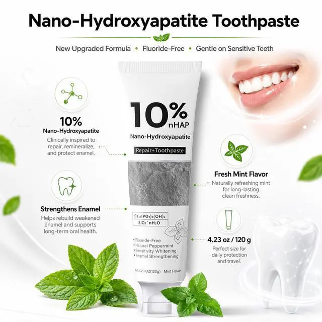 Alt view image 4 of 7 - Nano-Hydroxyapatite Toothpaste, | New Upgraded Formula, Strengthens Enamel,Fluoride-Free Toothpaste, Gentle on Sensitive Teeth 4.23oz 2pc