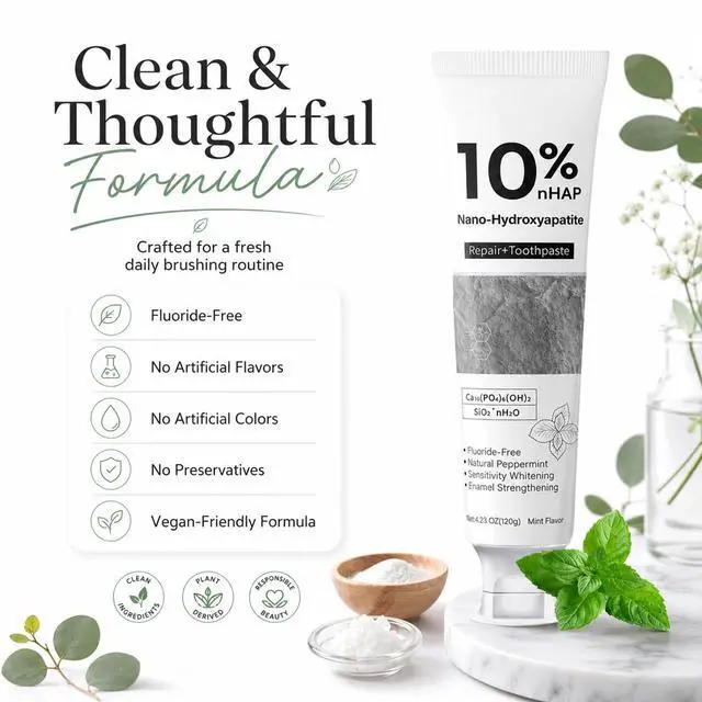 Alt view image 6 of 7 - Nano-Hydroxyapatite Toothpaste, | New Upgraded Formula, Strengthens Enamel,Fluoride-Free Toothpaste, Gentle on Sensitive Teeth 4.23oz 2pc