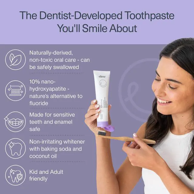 Alt view image 2 of 7 - 10% Nano-Hydroxyapatite Toothpaste, Fluoride Free, Lavender Mint, 4oz | Fluoride-Free, With Baking Soda, Whitening, Helps Reduce Sensitivity, SLS-Free, For Adults & Kids