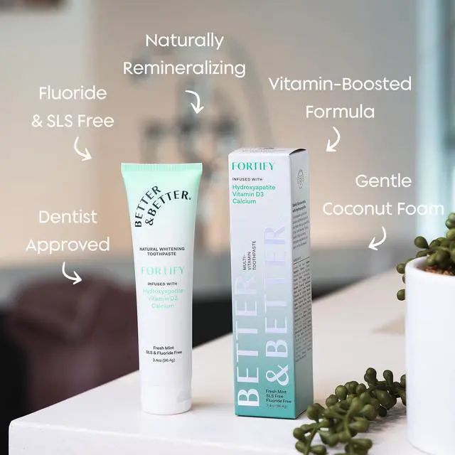 Alt view image 4 of 7 - Fortify | Hydroxyapatite Toothpaste | Remineralize Enamel with Vitamin D3 & Calcium | Fluoride-Free, SLS-Free | Natural Whitening | Fresh Mint | 3.4oz