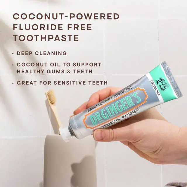 Alt view image 3 of 7 - Coconut Oil Toothpaste, Fluoride Free + Xylitol, 4oz, 2 Pack | Coconut Powered by Organic Coconut Oil & Xylitol, Gentle Deep Clean, Oral Microbiome Support, Sensitive Teeth, Coconut Mint