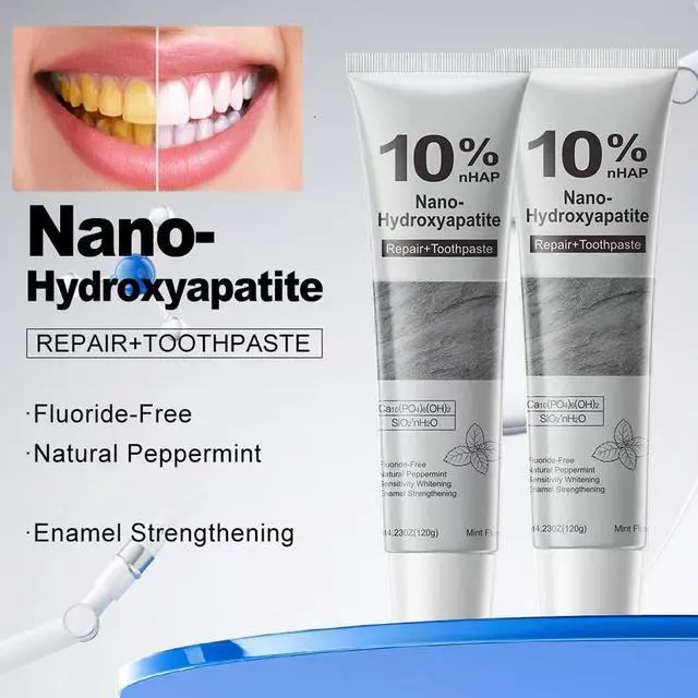 Alt view image 2 of 7 - 10% Nano Hydroxyapatite Toothpaste,Mint,4.23oz,2Pcs | New Upgraded Formula,Strengthens Enamel,Fluoride-Free Toothpaste,Gentle on Sensitive Teeth