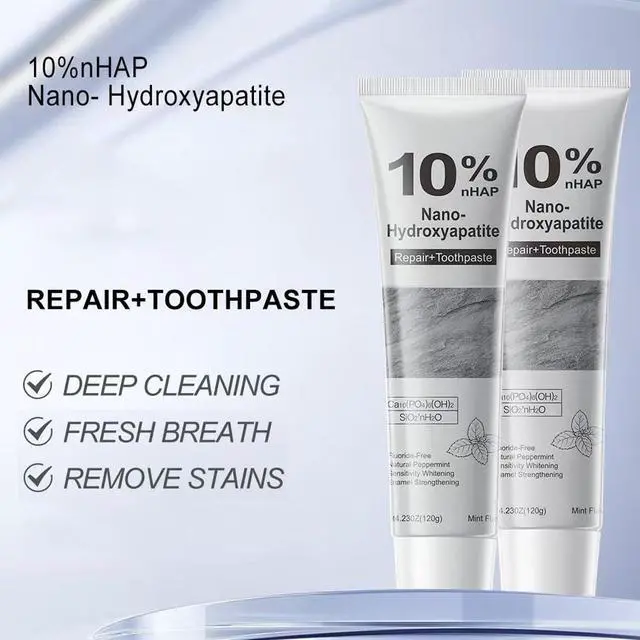 Alt view image 5 of 7 - 10% Nano Hydroxyapatite Toothpaste,Mint,4.23oz,2Pcs | New Upgraded Formula,Strengthens Enamel,Fluoride-Free Toothpaste,Gentle on Sensitive Teeth