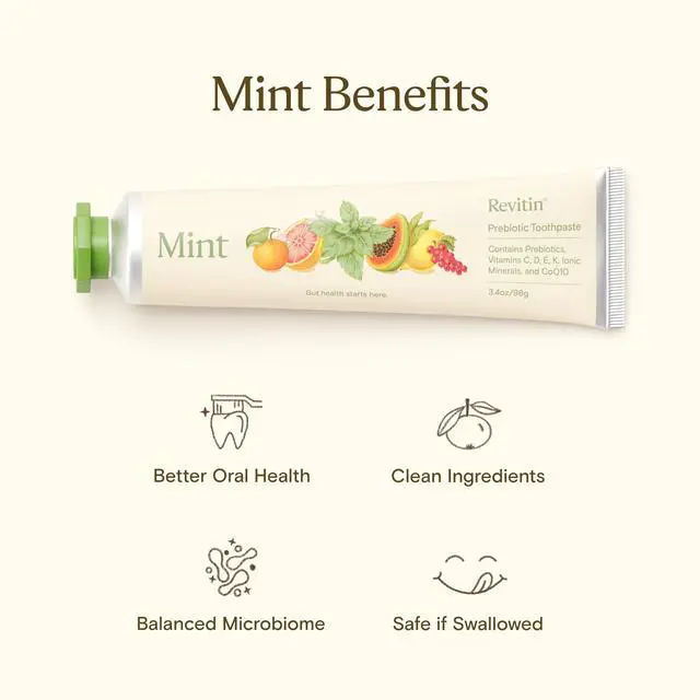Alt view image 3 of 7 - Fluoride-Free Prebiotic Mint Toothpaste, 3.4 oz SLS-Free, Gluten-Free, Dye-Free, GMO-Free, Sweetener-Free Tooth Gel for Kids and Adults