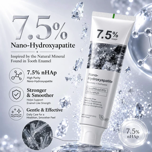 Alt view image 2 of 7 - 7.5% Hydroxyapatite Toothpaste for Enamel Protection, Fluoride-Free Formula with Gentle Mint, for Sensitive Teeth, Daily Protection, Long-Lasting Fresh Breath, 4.23 Oz (Grey1PC)