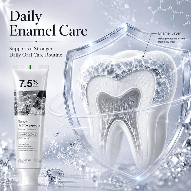 Alt view image 3 of 7 - 7.5% Hydroxyapatite Toothpaste for Enamel Protection, Fluoride-Free Formula with Gentle Mint, for Sensitive Teeth, Daily Protection, Long-Lasting Fresh Breath, 4.23 Oz (Grey1PC)