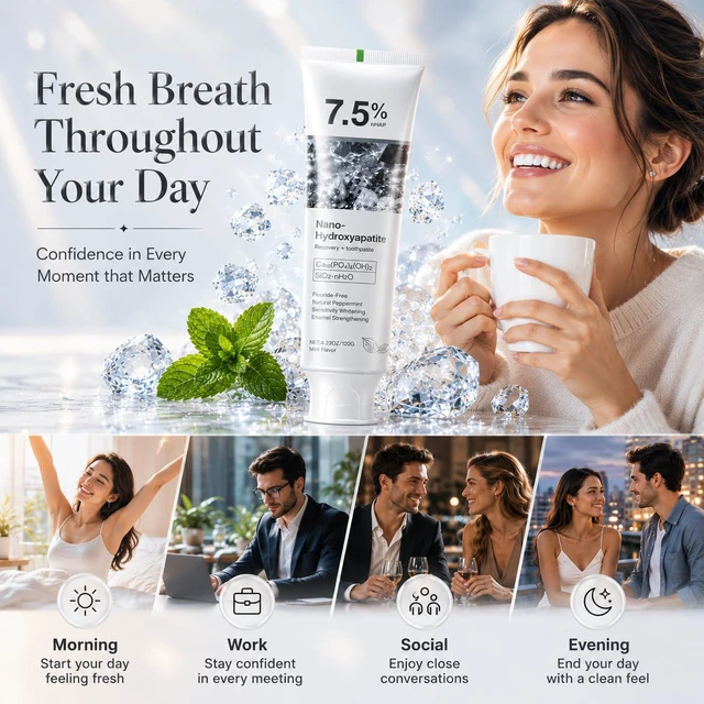 Alt view image 6 of 7 - 7.5% Hydroxyapatite Toothpaste for Enamel Protection, Fluoride-Free Formula with Gentle Mint, for Sensitive Teeth, Daily Protection, Long-Lasting Fresh Breath, 4.23 Oz (Grey1PC)