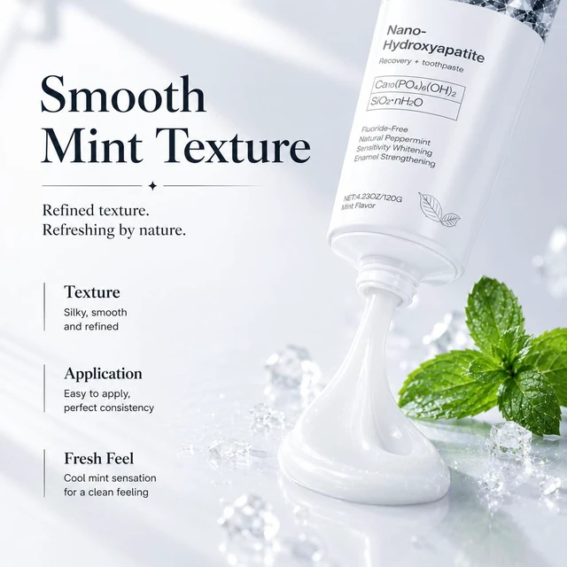 Alt view image 7 of 7 - 7.5% Hydroxyapatite Toothpaste for Enamel Protection, Fluoride-Free Formula with Gentle Mint, for Sensitive Teeth, Daily Protection, Long-Lasting Fresh Breath, 4.23 Oz (Grey1PC)