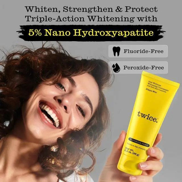 Alt view image 2 of 7 - 5% Nano Hydroxyapatite Whitening Toothpaste - Fluoride & Peroxide Free, Vegan, Gentle Triple-Action Clean for Everyday Oral Care - Happy Mint - 3.4oz, Pack of 3