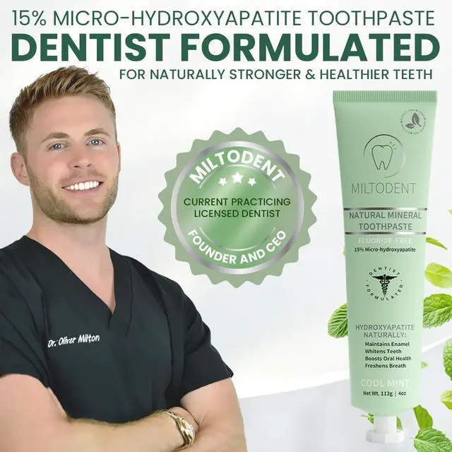 Alt view image 2 of 7 - Hydroxyapatite Toothpaste MILTODENT 15% Micro-Hydroxyapatite Premium Toothpaste Fluoride-Free, Foam-Free, Natural Mineralizing | Safe Alternative to Nano-Hydroxyapatite | SLS-Free & Paraben-free 4oz