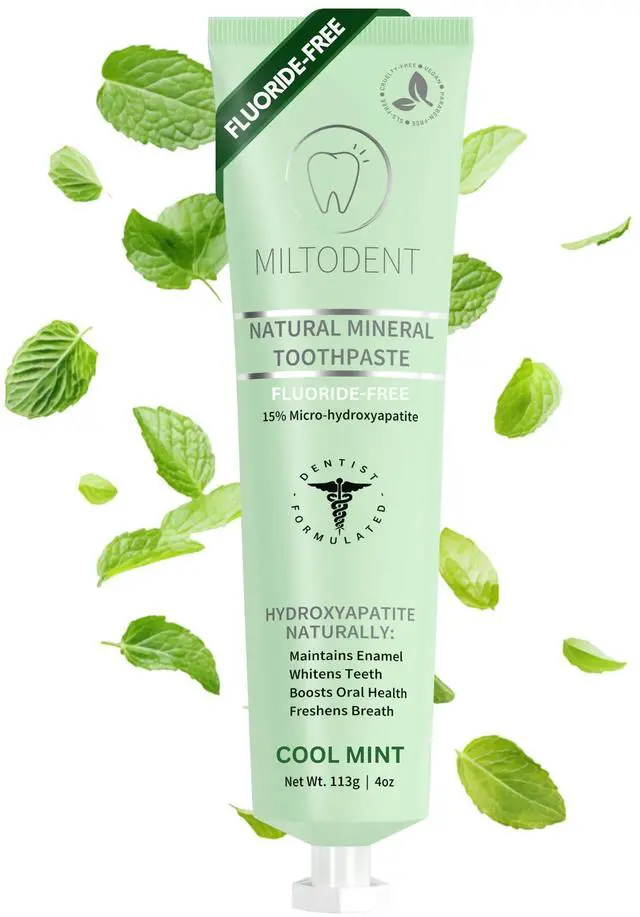 Main image of Hydroxyapatite Toothpaste MILTODENT 15% Micro-Hydroxyapatite Premium Toothpaste Fluoride-Free, Foam-Free, Natural Mineralizing | Safe Alternative to Nano-Hydroxyapatite | SLS-Free & Paraben-free 4oz