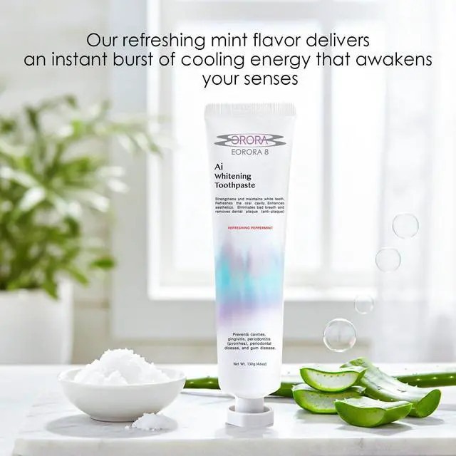 Alt view image 4 of 6 - AI Hydroxyapatite Whitening Toothpaste-Fluoride-Free, SLS-Free for Sensitive Mouths, Enamel Surface Care, Coconut Oil & Aloe, Mint, Made in Korea (4.6 oz)