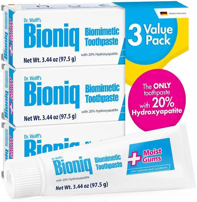 Main image of Plus Moist Gums 20% Hydroxyapatite Toothpaste | bioHAP and Fluoride Free Toothpaste for Daily Use, Clinically Tested, Expert for Enamel and Gum Care, 3.44 Oz 3 Packs