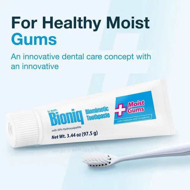 Alt view image 4 of 7 - Plus Moist Gums 20% Hydroxyapatite Toothpaste | bioHAP and Fluoride Free Toothpaste for Daily Use, Clinically Tested, Expert for Enamel and Gum Care, 3.44 Oz 3 Packs