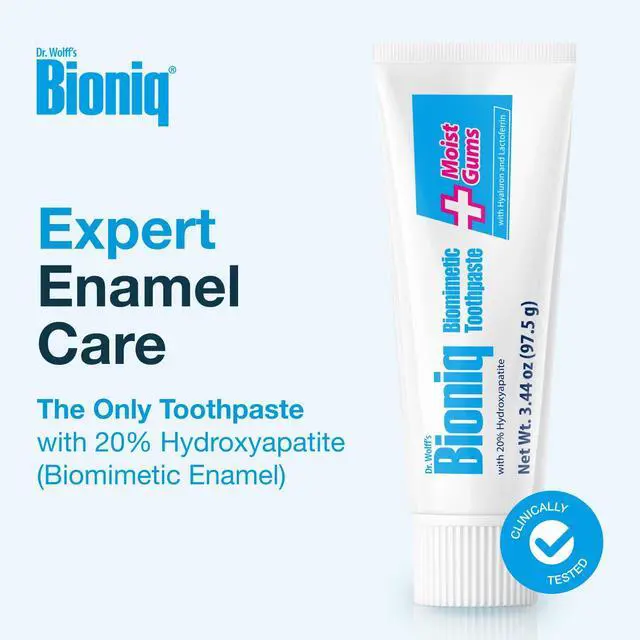 Alt view image 2 of 7 - Plus Moist Gums 20% Hydroxyapatite Toothpaste | bioHAP and Fluoride Free Toothpaste for Daily Use, Clinically Tested, Expert for Enamel and Gum Care, 3.44 Oz 3 Packs