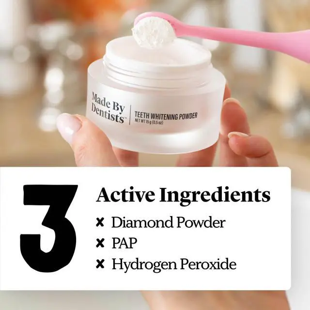 Alt view image 3 of 6 - Teeth Whitening Powder Hydroxyapatite Formula with Pap & Diamond Pwdr, Remineralizing Tooth Powder, Mix with Any Toothpaste, Removes Coffee & Wine Stains, Safe for Sensitive Teeth
