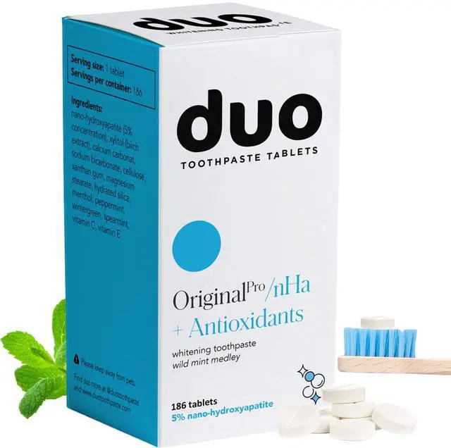 Main image of Toothpaste Tablets with Nano-Hydroxyapatite, Wild Mint, 186 Tablets | Nano-hydroxyapatite, natural whitening, enamel remineralization, sensitivity relief, fluoride free, plastic free, wild mint