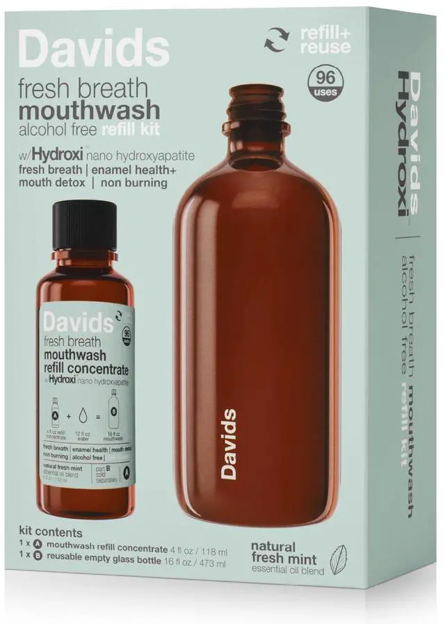 Main image of Hydroxi Mouthwash Kit Remineralizing Enamel Health Mint 16 fl oz | Alcohol-Free & Fluoride-Free Formula, Relieves Dry Mouth, Powered by Nano-Hydroxyapatite, Fresh Mint Flavor