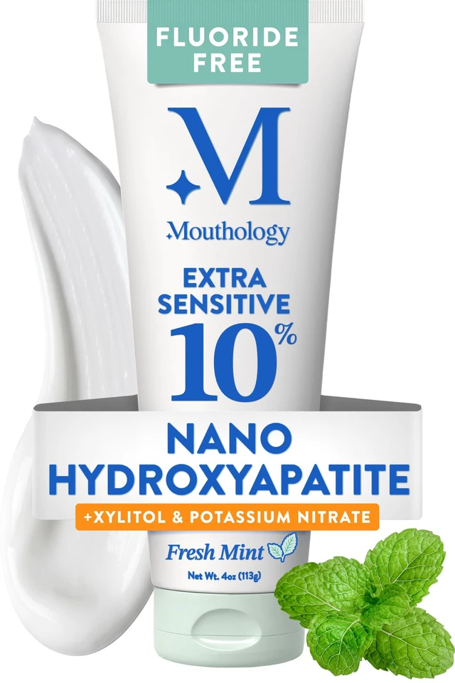 Main image of Extra Sensitive 10% Nano Hydroxyapatite Toothpaste | Extra sensitive relief with potassium nitrate + 10% nano hydroxyapatite. Fluoride free, SLS free, remineralizing. USA made.