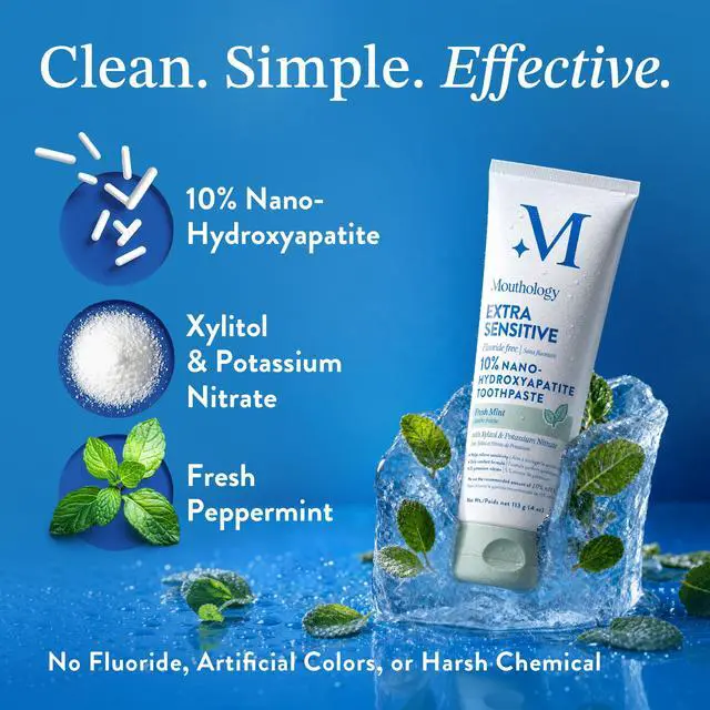 Alt view image 2 of 7 - Extra Sensitive 10% Nano Hydroxyapatite Toothpaste | Extra sensitive relief with potassium nitrate + 10% nano hydroxyapatite. Fluoride free, SLS free, remineralizing. USA made.